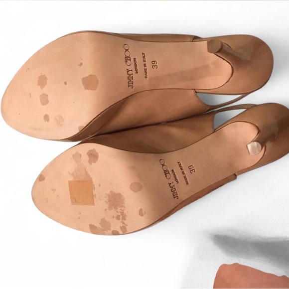 Jimmy Choo Nude  patent peep toe sling back pumps NWB SZ 9 - Picture 7 of 8
